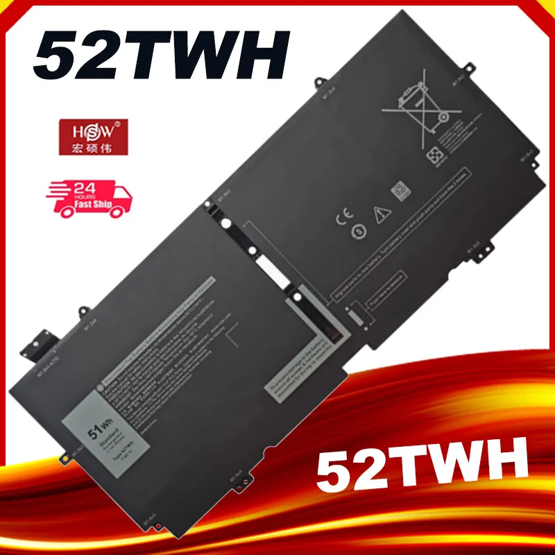 52TWH 7.6V 51WH Laptop Battery For DELL XPS 13 7390 2-in-1 Series Notebook P103G P103G001 P103G002 MM6M8 0MM6M8 XX3T7