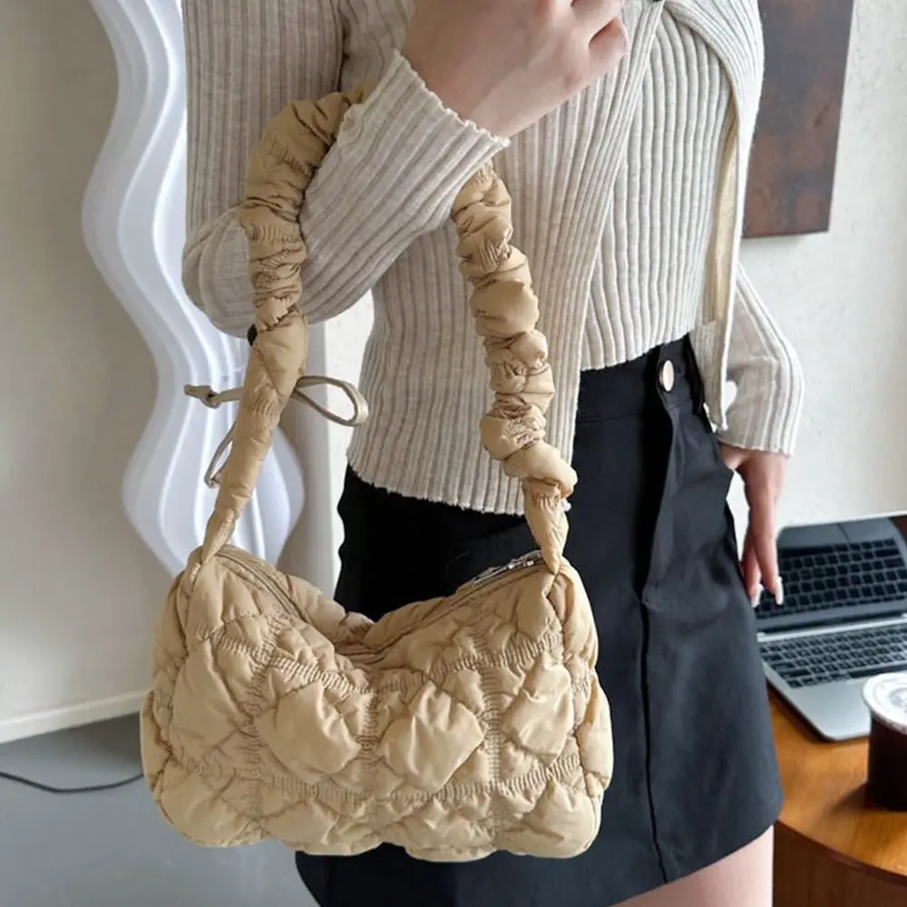 Elegant Quilted Cloud Bag for Women Handbag Hobo Designer Bag Ruched Shoulder Crossbody Bags Casual Pleated Bubbles Tote Purse