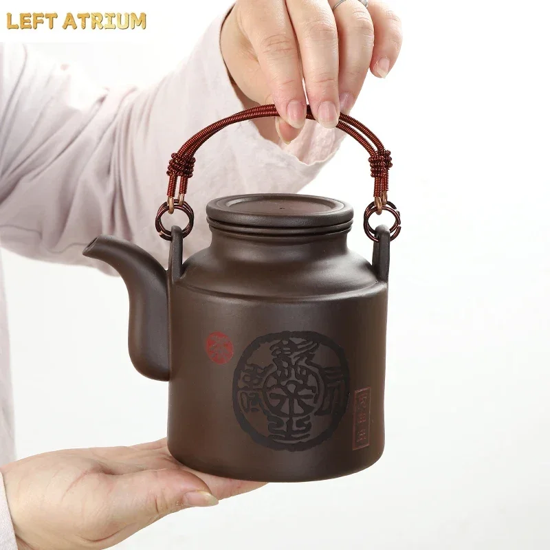 2017 New Chinese Purple Clay Tea Pot Chinese Kung Fu Zisha Large Capacity With Filter Handle Hand-painted Teapot Kettle Set