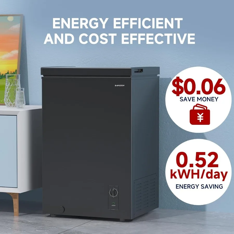 فريزر صدر مدمج 3.5 قدم مكعب مع سلة قابلة للإزالة وترموستات قابل للتعديل للتخزين الفعال في شقة النوم المنزلية أو #4