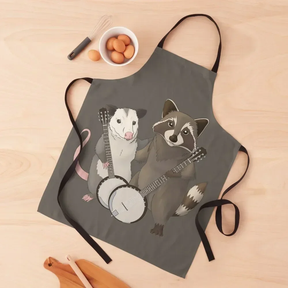

Opossum and Raccoon with banjos Apron cleanings Kitchen Men's Kitchen Kitchen Man Apron