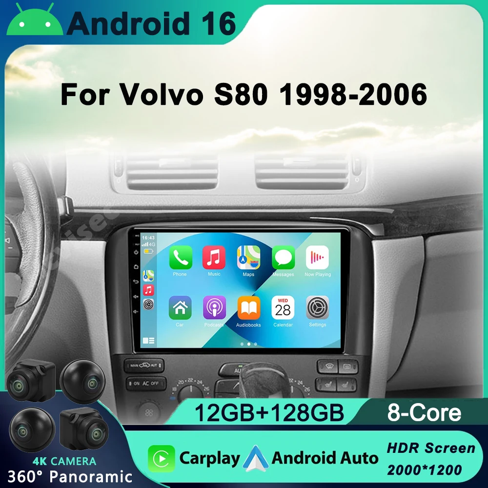 

4G WIFI For Volvo S80 1 1998-2006 Car Radio Multimedia Video Player Navigation GPS Auto Carplay 2 din Android 16 DVD