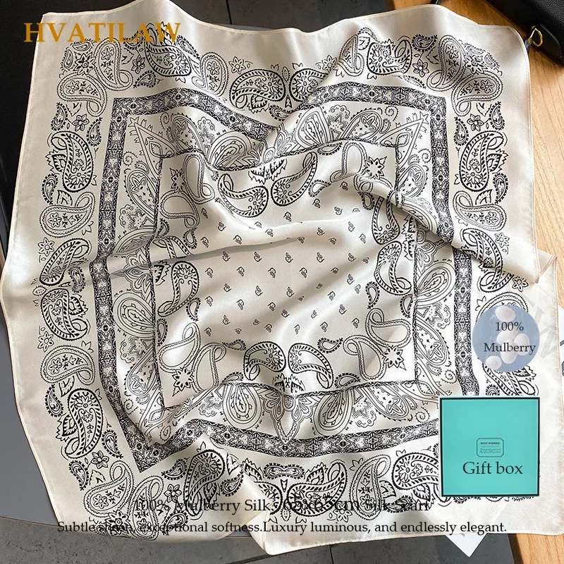 

Paisley Design Hair Headband Square 100% Real Silk Scarf Women Mulberry Silk Neck Wrap Neckerchief Shawl Ladies Bandana Foulard
