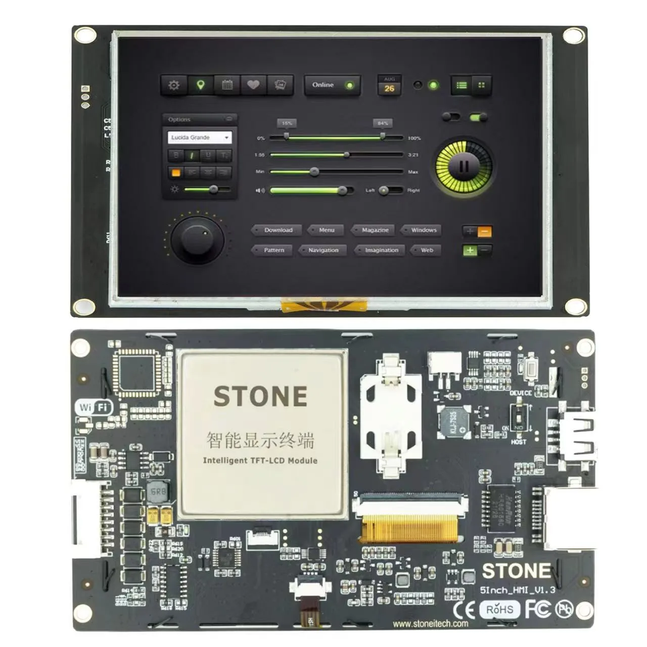 SCBRHMI 5 – panneau d'affichage HMI Intelligent UART, Module tactile TFT LCD pour utilisation industrielle