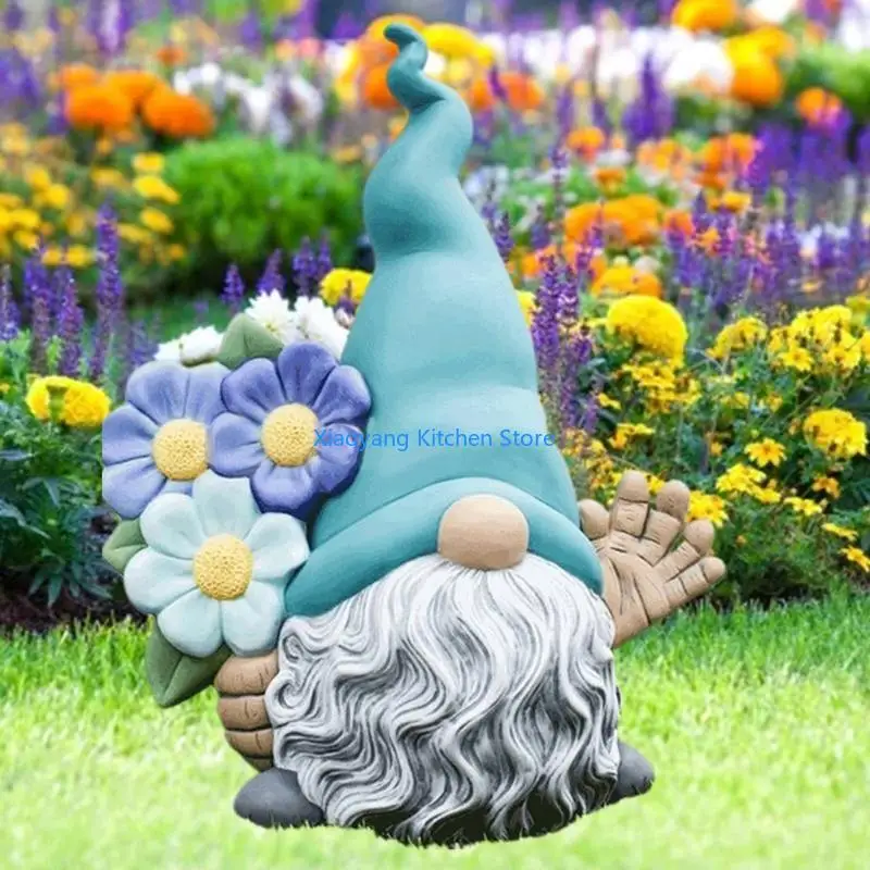 69HC Long Hat Forest Man Figurine with Led Light for Window Decoration Xmas Gifts