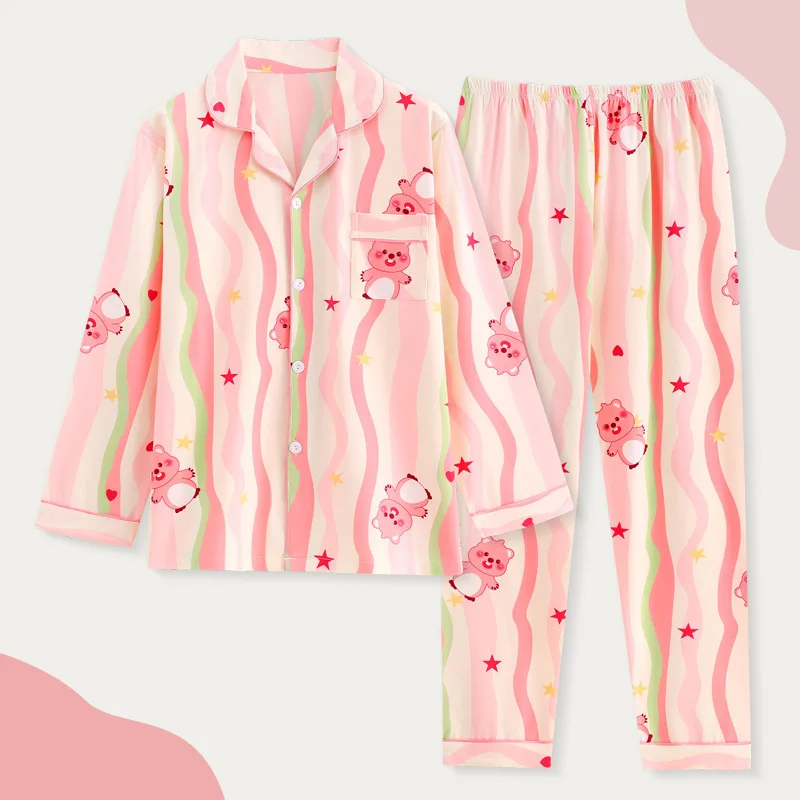 Kawaii Hello Kitty Kuromi My Melody Children's Pajamas Spring Autumn Anime Sanrio Cute Princess Style Parent-Child Home Clothing