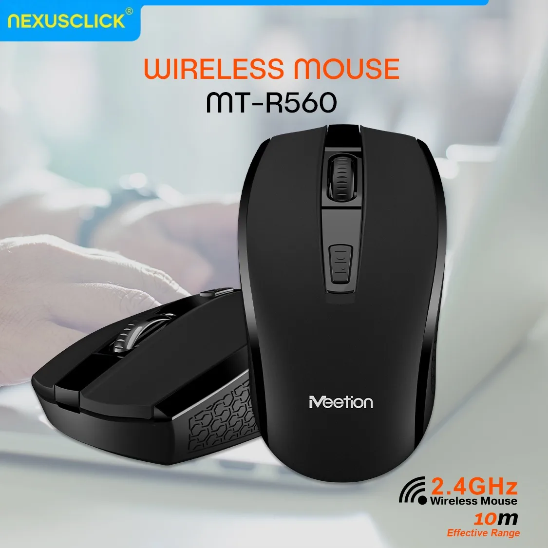 NexusClick Wireless Office Mouse,2.4G Ergonomic Portable Computer Mice with Adjustable 1600 DPI,Plug & Play,for Home Laptop Game