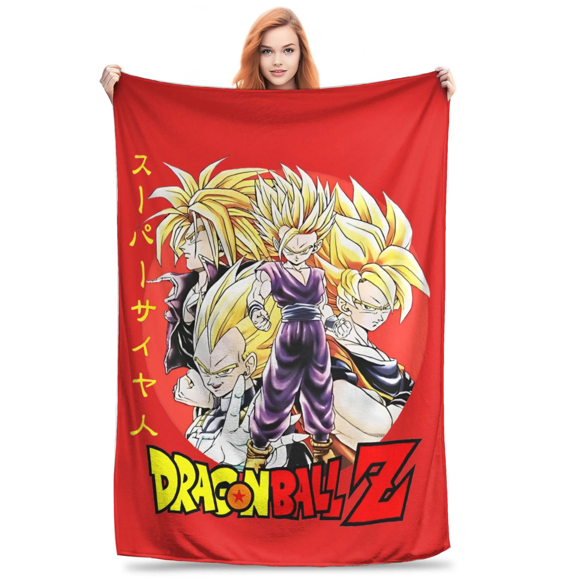 Dragon Ball Z SUPER SAIYAN Mantas de punto Mantas ligeras de lana para colcha de viaje en avión