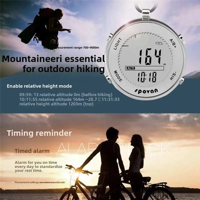 ساعة جيب للجنسين من الفولاذ المقاوم للصدأ SPV600 مقياس الصيد الرقمي SPV600 للتسلق والجري والرياضات الخارجية-ABPS #2