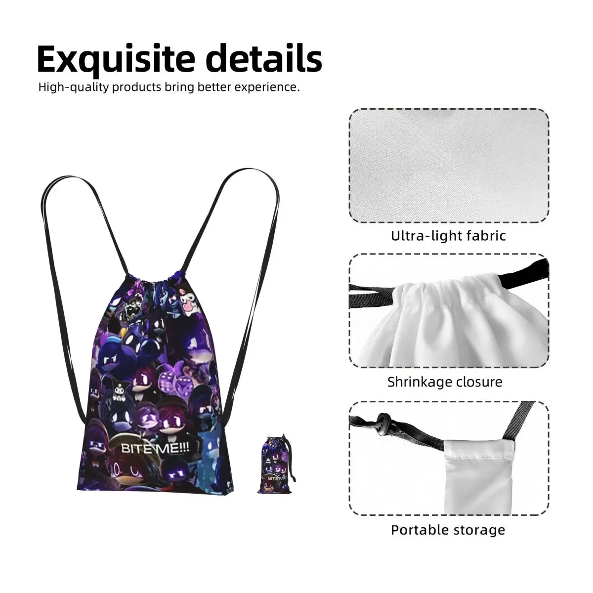 Murder Drones Uzi Collage Drawstring Backpack Sports Gym Bag Lightweight Foldable Storage Drawstring Bag for Men Women