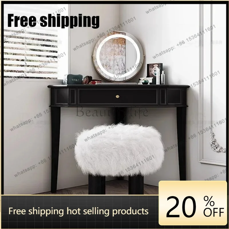 jj4  French retro style solid wood triangular makeup table household bedroom corner dresser wall corner American dresser
