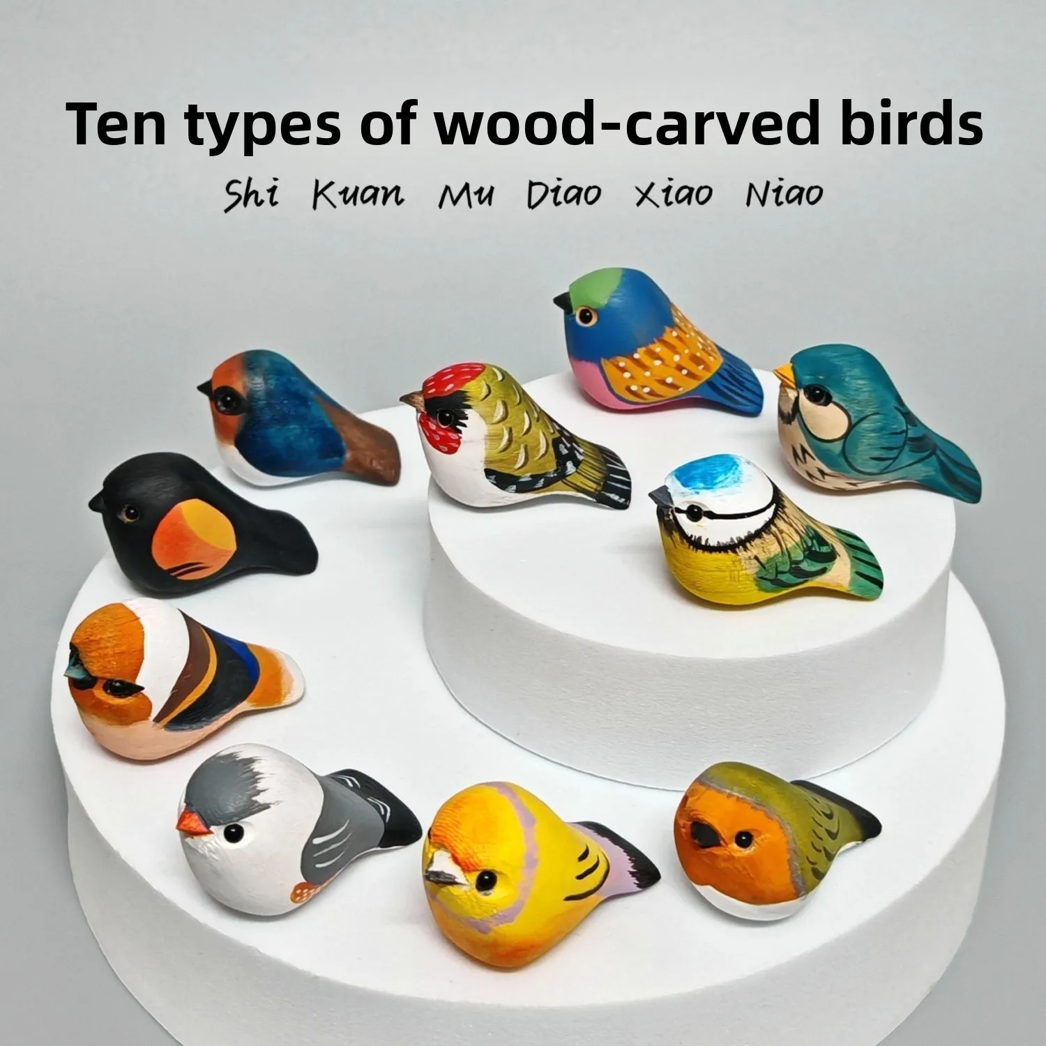 Miniatur-Vogel-Desktop-Ornament, handgefertigte Holzschnitzerei, niedlich, heilend, stressabbauend, Geburtstagsgeschenk für Freunde