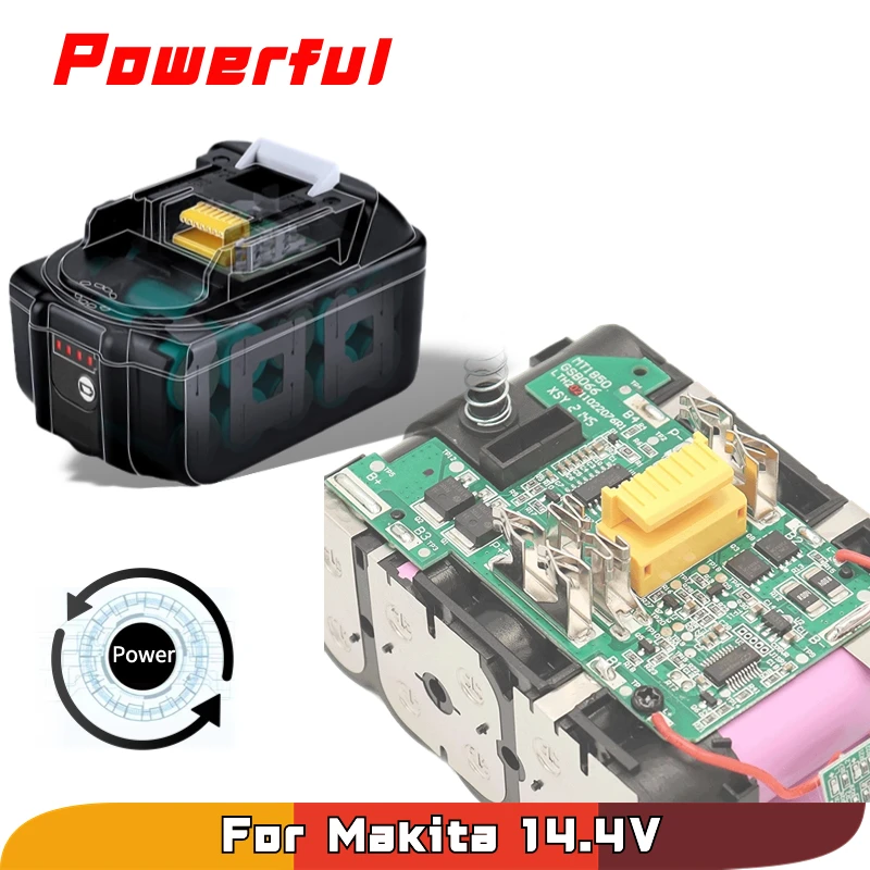 Akumulator litowo-jonowy 14.4V 4/5/6Ah zamiennik do Makita akumulator 14v BL1440 LXT200 BDF340 TD131D z ładowarka LED