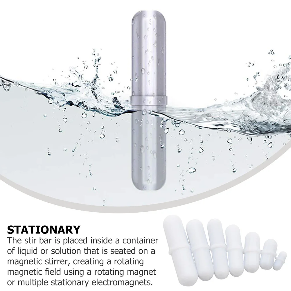 7 ชิ้นบาร์กวนห้องปฏิบัติการกวนแม่เหล็กปฏิบัติผสมก้านบาร์สีขาวอุปกรณ์เสริมแม่เหล็ก
