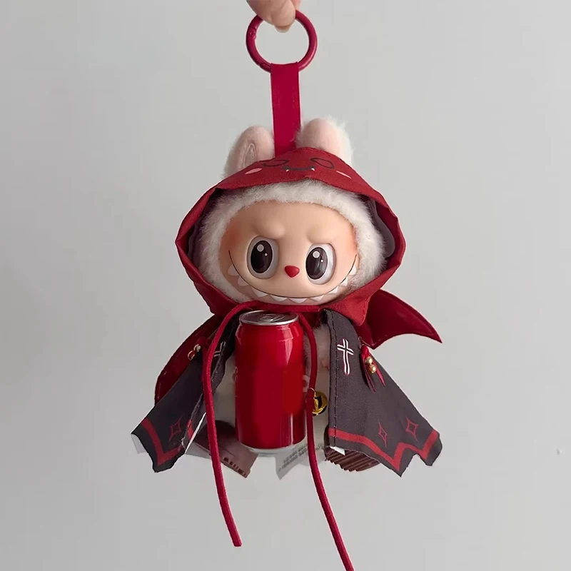 Para muñeca Labubu, capa de demonio negro, ropa, Ángel cruzado, calabaza, decoración de Halloween, ropa, juego de fiesta sentado, accesorios de juguetes