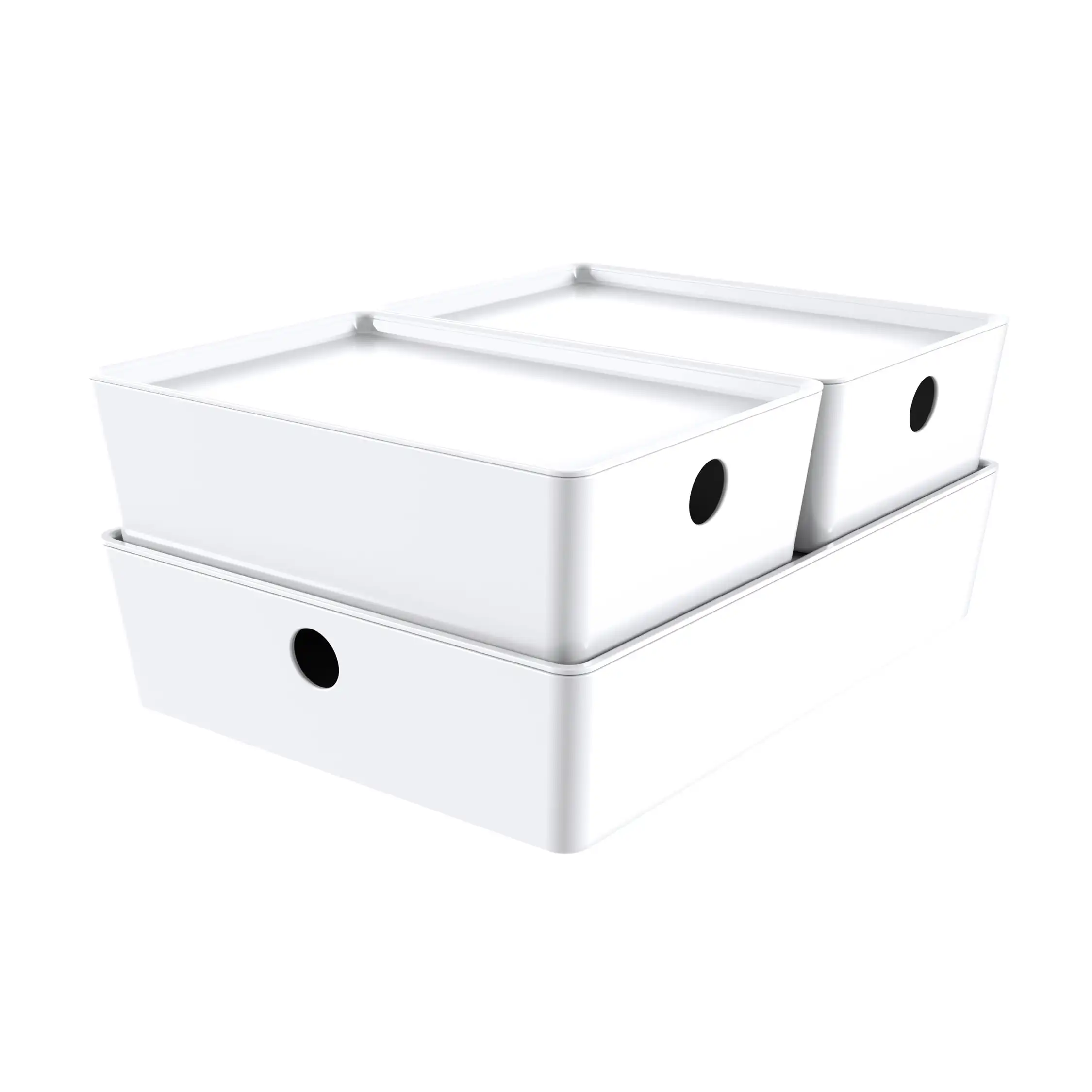 

3 Pc Lidded Storage White Set of 2