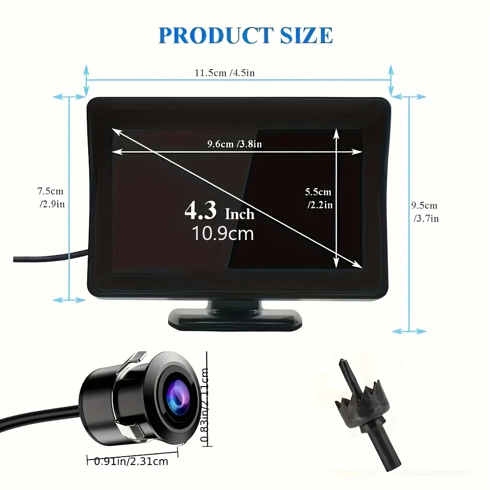 4.3INCH HD Digital Rear View Backup Camera,Car Parking Assist System, 480P Video Resolution, Fit for Pickup, SUV, Truck, Trailer