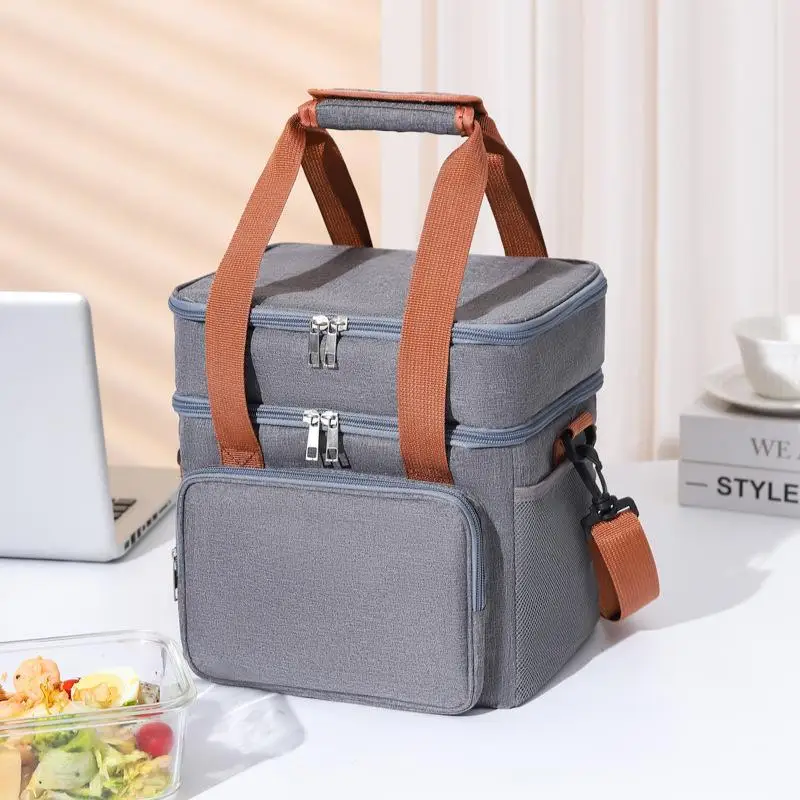 Tragbare Thermische Lunch-Tasche Picknick-Kühltasche Isolierte Tasche Wasserdichte Büro-Lunchbox Mit Schultergurt – Detail 1