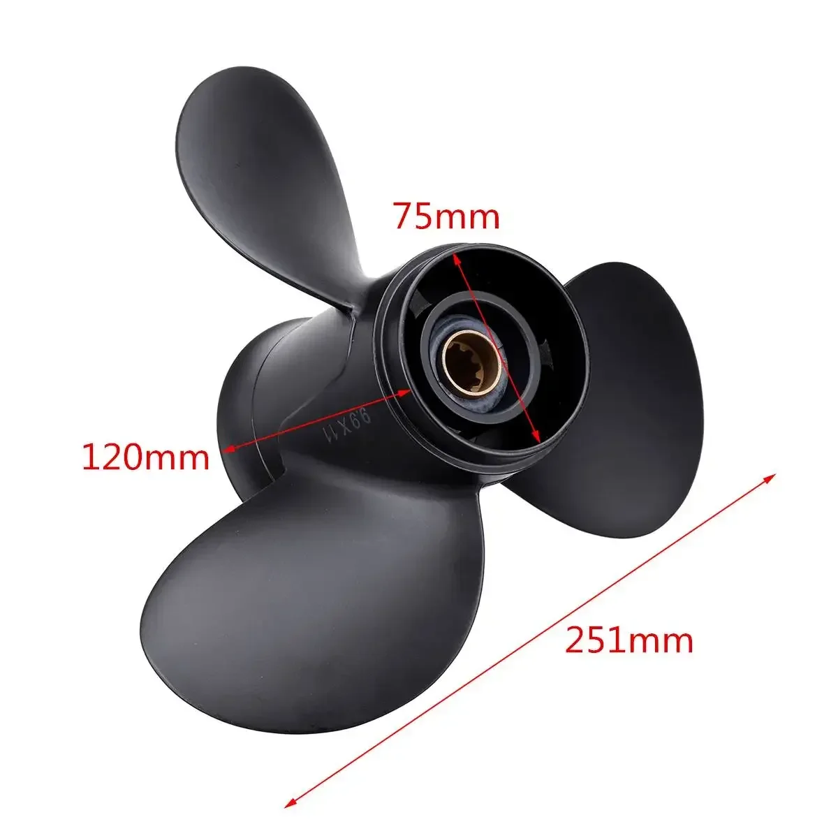 

For Mercury/Tohatsu/Nissan 25-30HP 3R0B645230 / 48-896896A40 Marine Propeller Aluminum 3 Blades Outboard Propeller 9.9 x 11