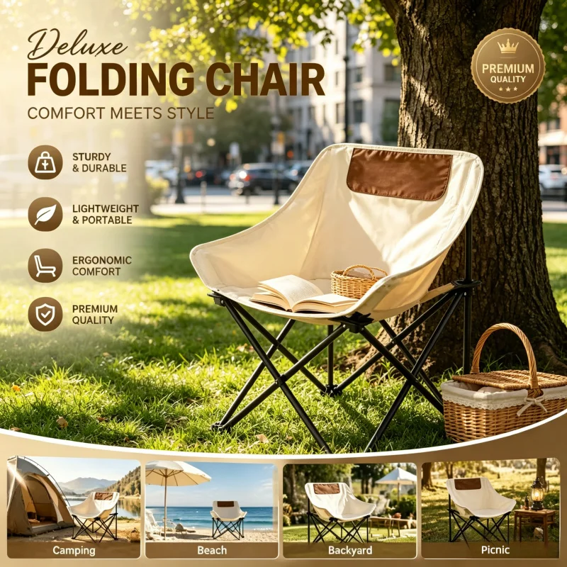 

Compact Fold Camping Chair, Lightweight Portable Outdoor Seat for Fishing, Picnic, Hiking, Beach, Travel & Weekend Outdoor Camp