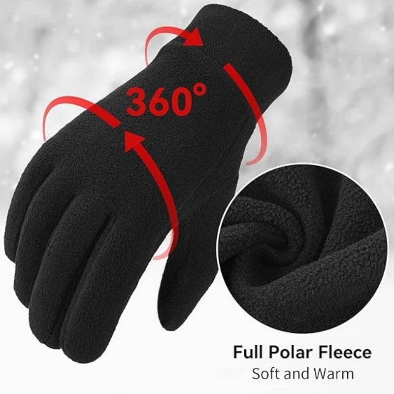 Warm Winter Gloves Polar Fleece Cold Weather Gloves Touch Screen Women and Men Thermal Gloves for Running Hiking