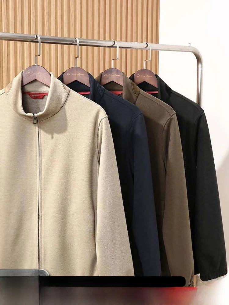 

Luxury Thiened Woolen Fiber Real Leather Stand Collar Jaet for Men And Women Casual Sle Zipper Closure Long Sve Coat