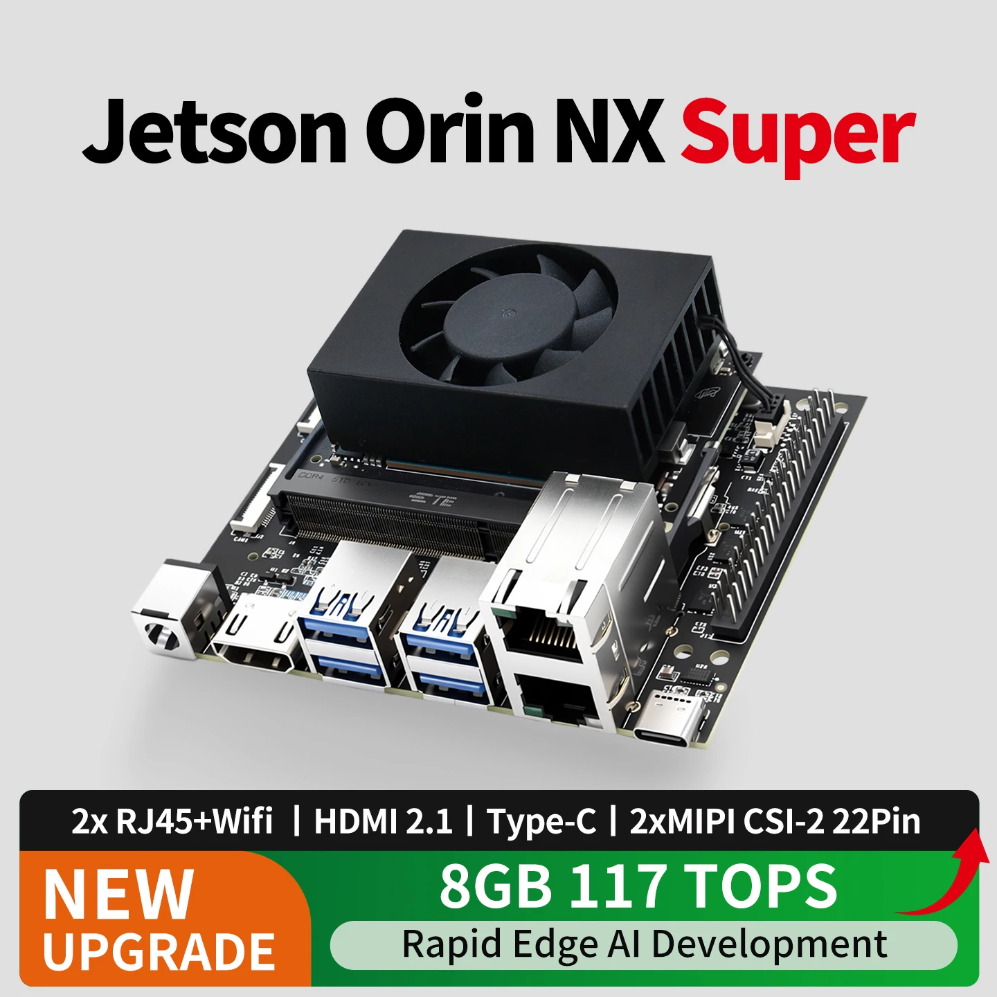 

Jetson Orin NX Super Development Kit Board with Dual Ethernet Ports for AI and Edge AI