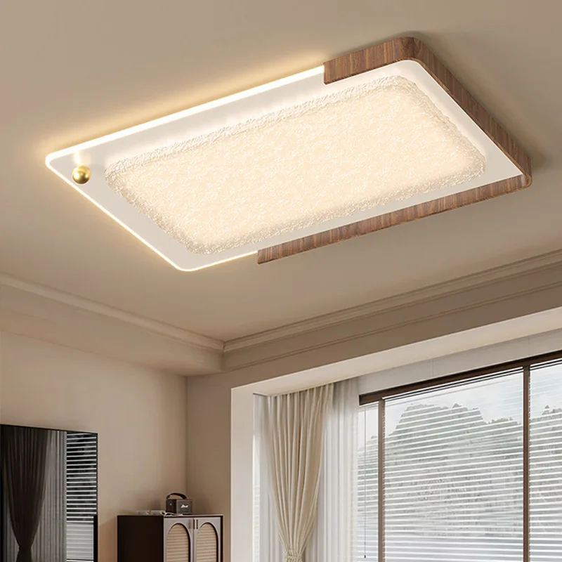 

Italian Minimalist Ceiling Light, Mid-Century Vintage Walnut Wood Grain Living Room Main Lamp / Bedroom Light