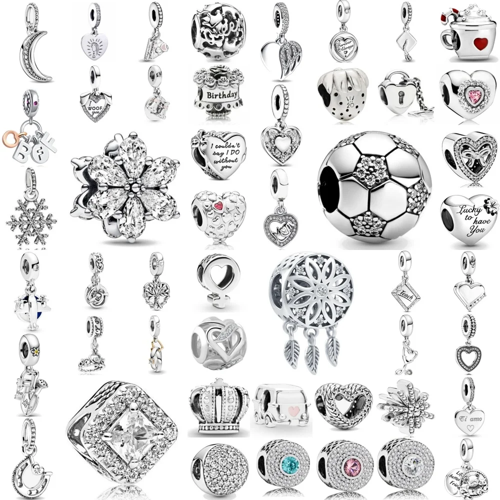 

New 925 Silver,Car,Heart-Shaped Bead Snowflake Moon Pendant,Suitable for Original Bracelets, DIY Accessories,Exquisite Jewelry ﻿