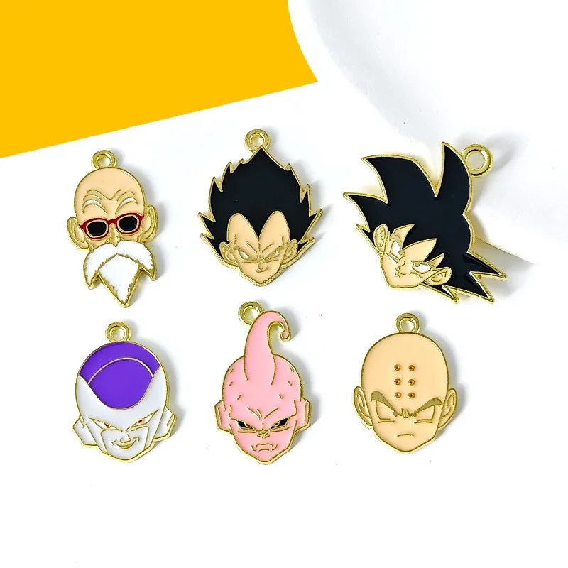 10pcs Dragon Ball Son Goku Boy Alloy DIY Keychain Anime Character Children's Homemade Pendant Accessories Pendant Birthday Gift