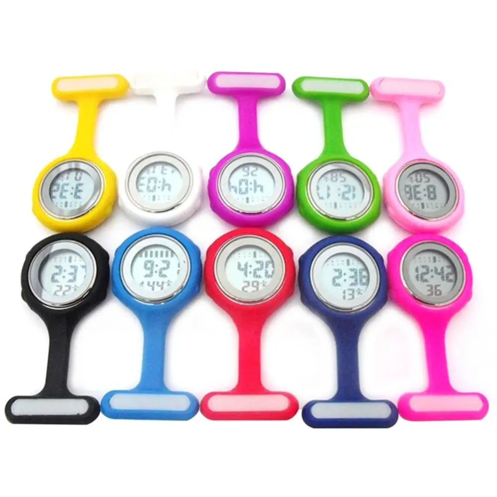 Silicone Nurse Watch Digital Display Dial Clip On Fob Nurse Brooch Pin Pocket Watch Hospital Doctor Medical Electric Watches