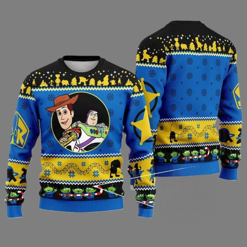 Семейный фильм Диснея, тема персонажа, уродливый свитер, рождественская вечеринка, толстовка с круглым вырезом, увеличенная новая коллекция для взрослых, осень/зима