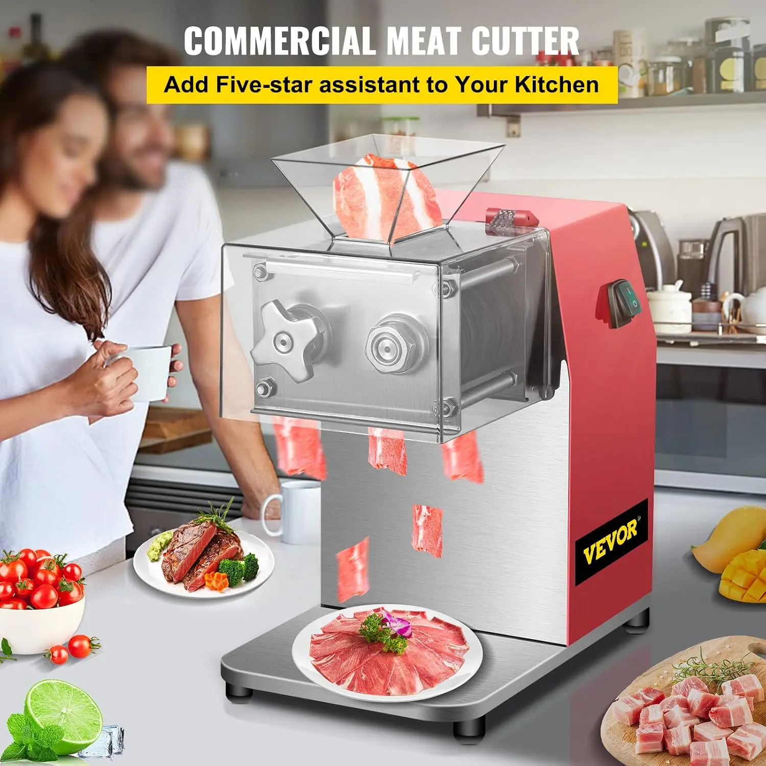 Commercial Meat Cutting Machine, 551 Lbs/H 850W Meat Shredding Machine, 3.5mm Blade Electric Meat Cutter, Stainless Steel Restau
