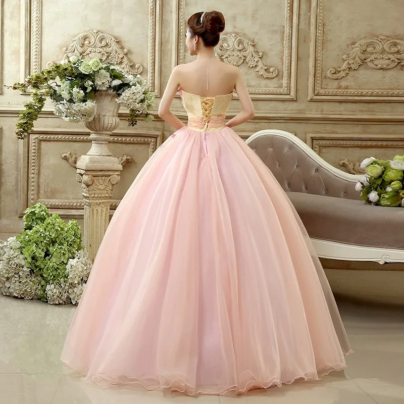 New Flesh Pink Strapless Puffy Dress for Birthday Party, Vocal, Piano, Host, Art Exam, Colorful Gauze Performance Costume
