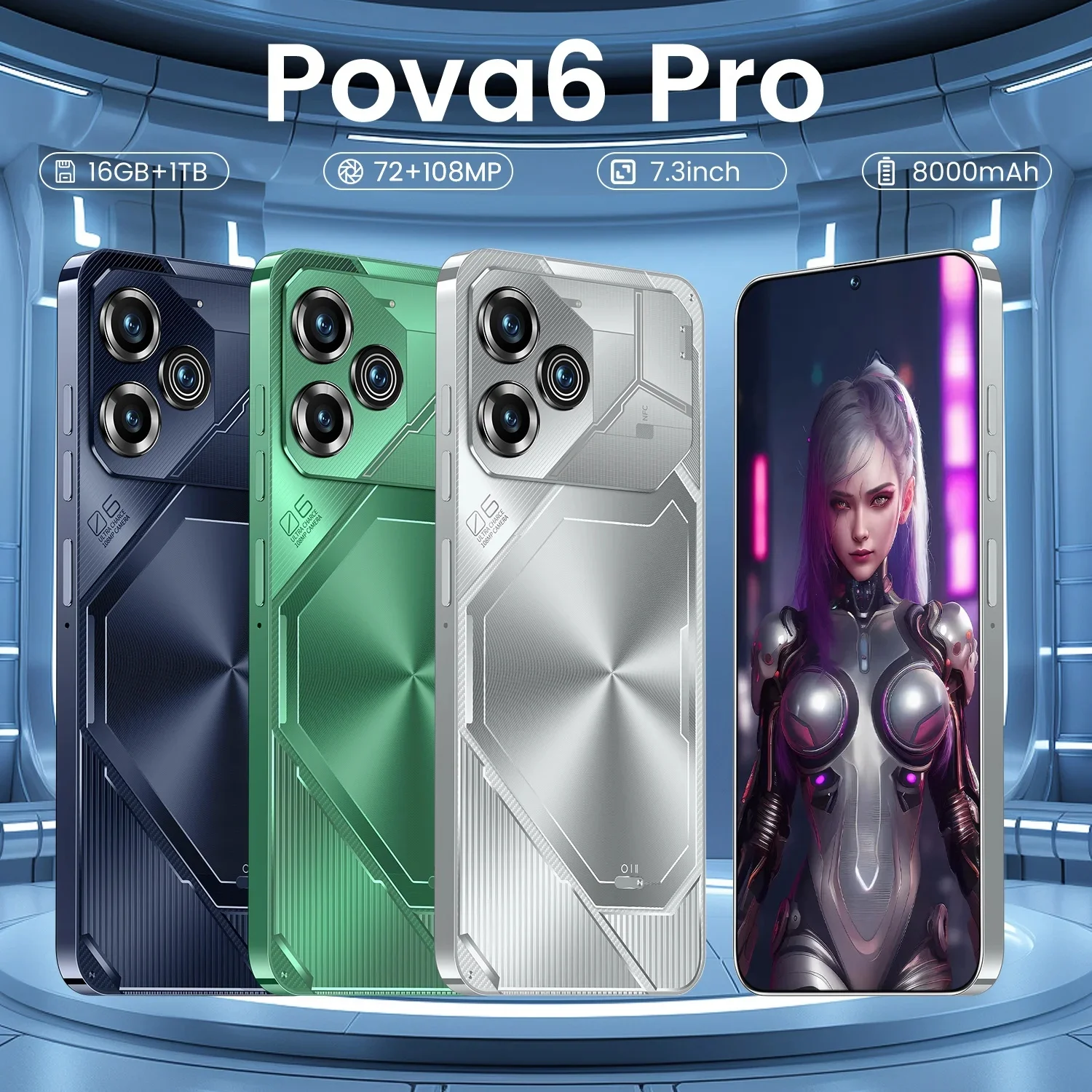 Pova-teléfono inteligente 6 Pro Original, Smartphone 5G, Dimensity9200, 7,3 pulgadas, 22GB + 2TB, DualSIM, 50 + 108MP, Android 14, NFC, desbloqueado