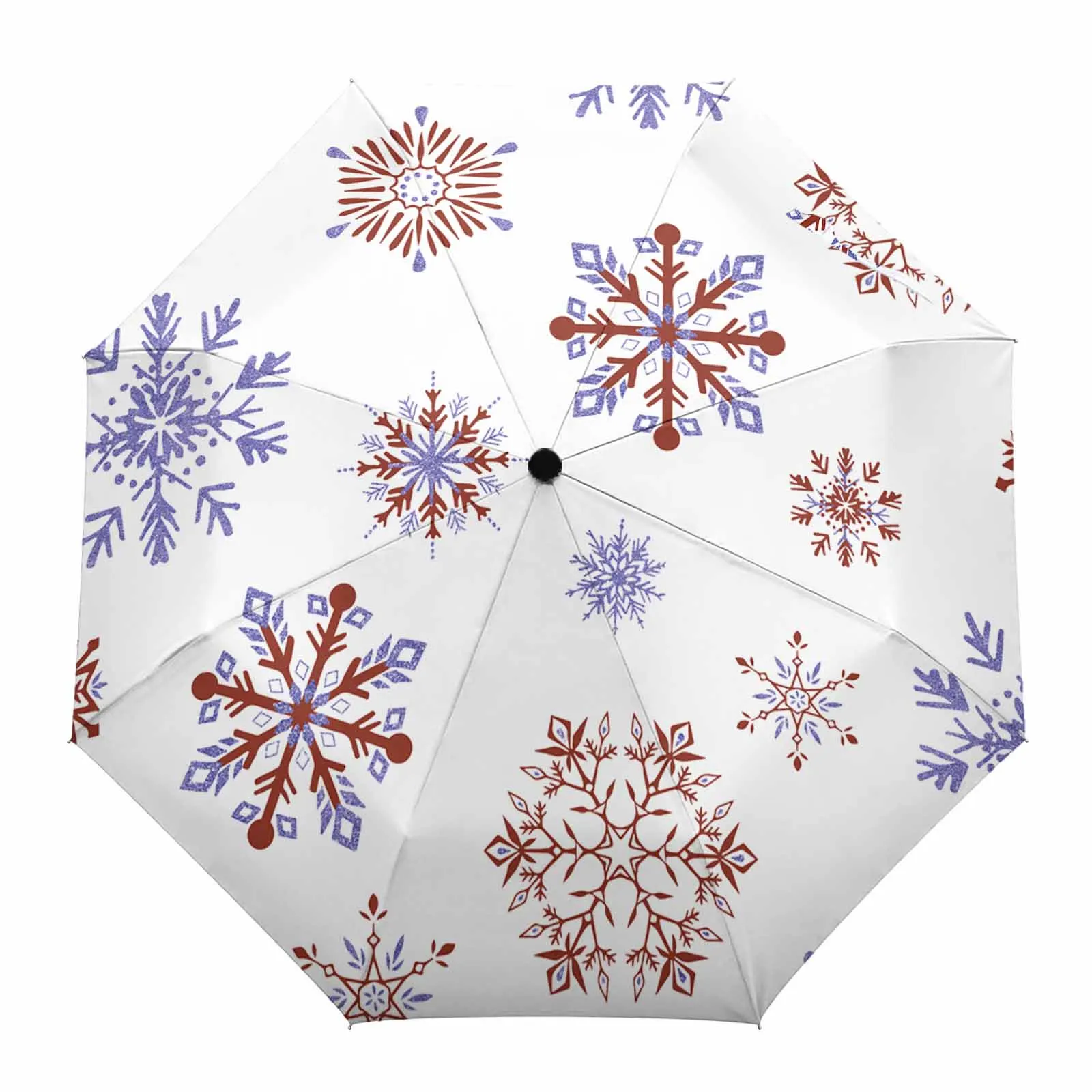 Christmas Letter Snowflakes Fully-automatic Umbrella for Outdoor Kids Adults Printed Umbrella Foldable Eight Strand Umbrella