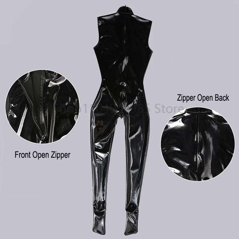 

Mirror Latex Ammonia Jumpsuit Convex Crotch Man Sleeveless One-Piece Tights Suitable For All Seasons Sexy Rubber Stage Bodysuit