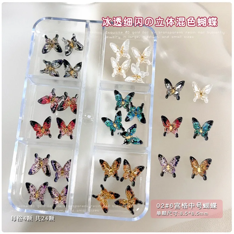 Glace Transparent résine papillon nœud papillon couronne de perles flocons de neige arbre de noël cerise étoile Nail Art accessoires décorations outil