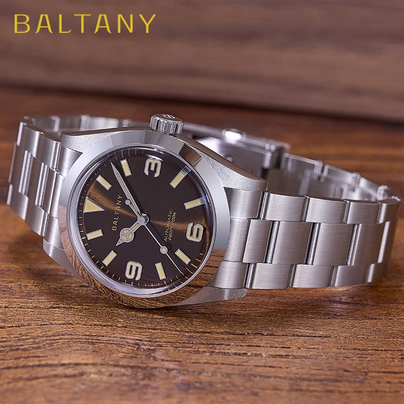 Baltany นาฬิกาข้อมือสแตนเลสนาฬิกากลไกอัตโนมัติของผู้ชาย, นาฬิกาแสดงความเคารพ20Bar คลาสสิก36มม.