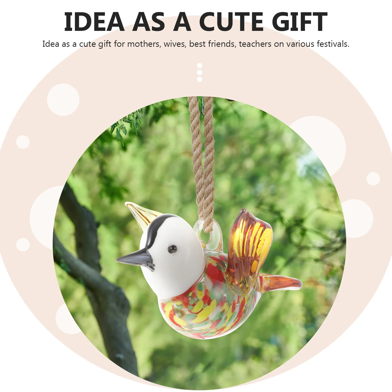 

2Pcs Glass Animal Decoration Exquisite Colored Hummingbird Ornament for Home Office Hanging Bird Adornment Hummingbird Decor