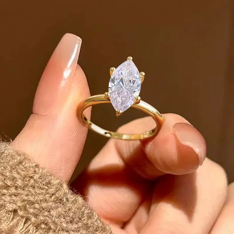 

DWJ 2CT Real Marquise Moissanite Diamond Wedding Engagement Rings for Women 925 Sterling Silver Luxury Gemstone Fine Jewelry