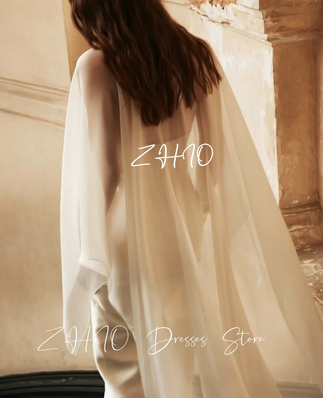 Zhi elegante vestido de festa à noite marfim com jaqueta longa cetim sem alças em linha reta vestido de ocasião formal personalizado robe de soirée