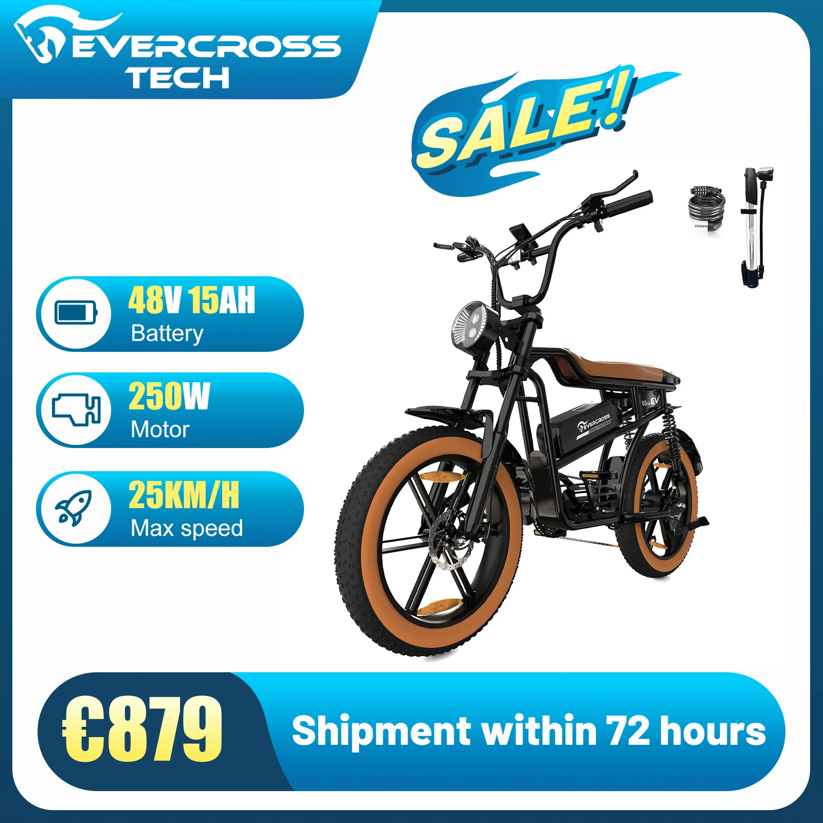 EVERCROSS TECH EK30 Electric bike adult, e-car 20 