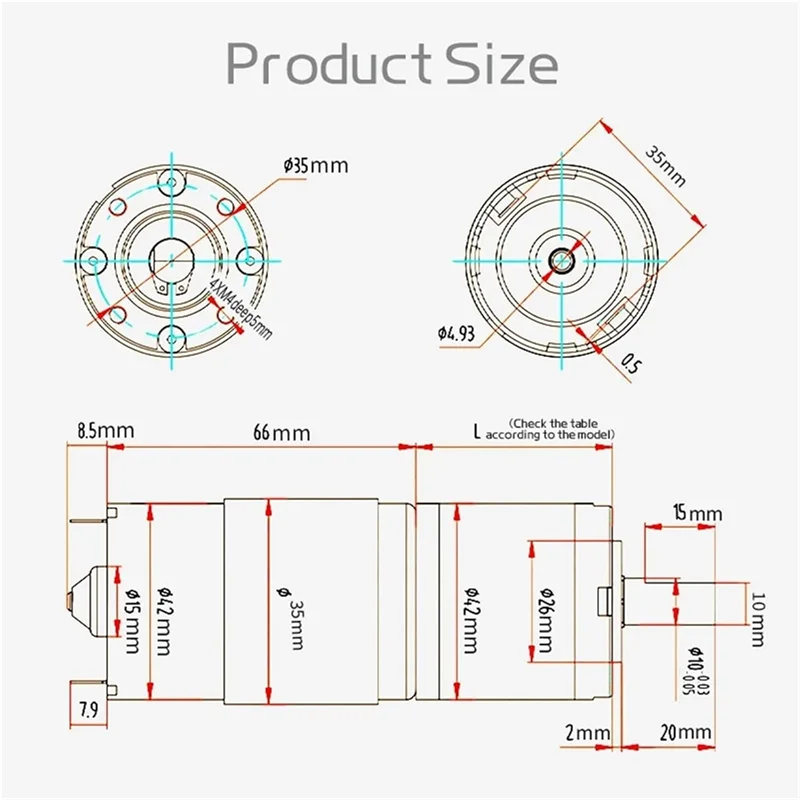 ABUO-High Torque 24V 42GP-775 Planetary Reduction Motor 440RPM Adjustable Speed Reversible Motor Max Torque 253KG. Cm
