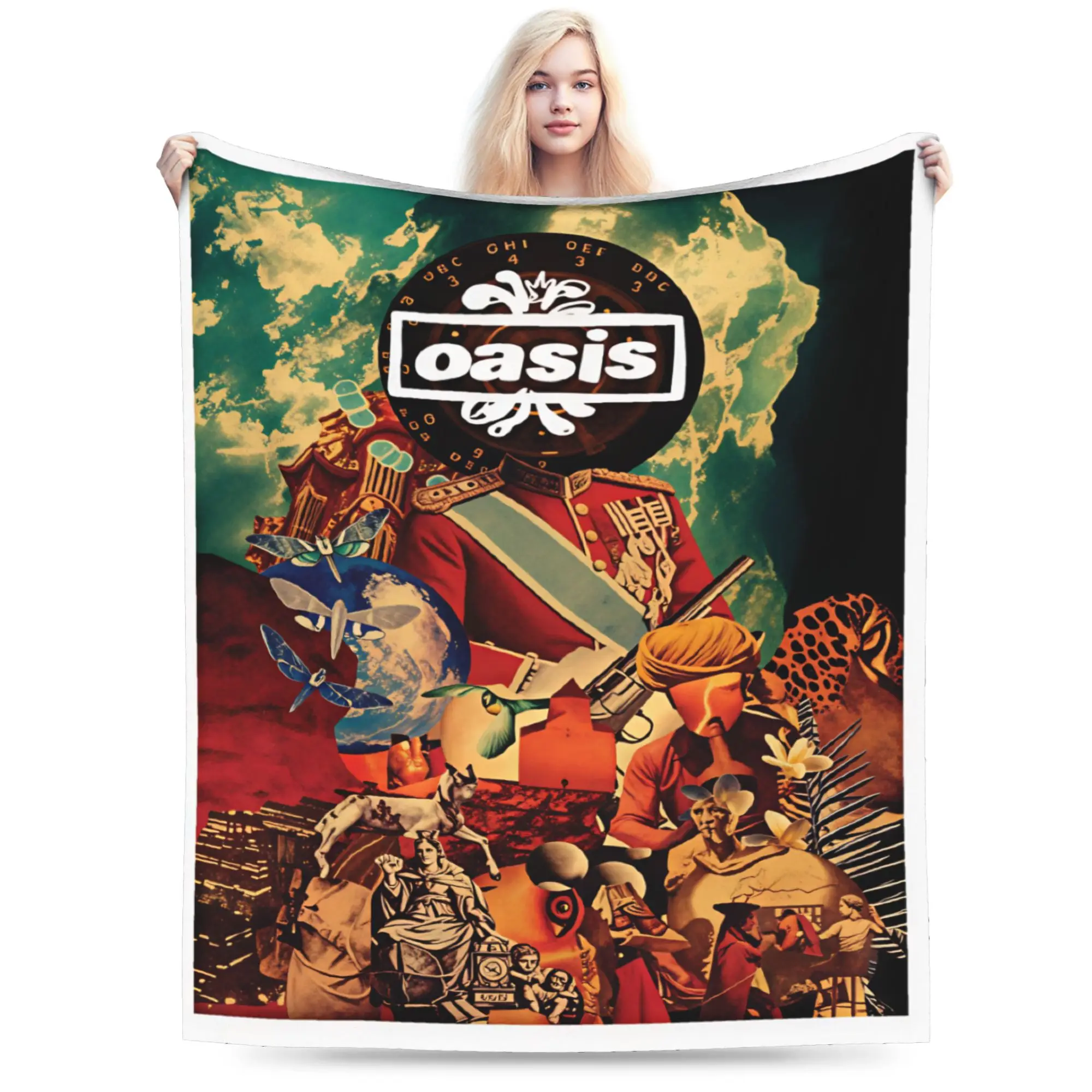 O-Oasis Rock Band Plush Blanket Girls Boys  Flannel Throw Blanket For Bedroom Warm Soft Custom Quality Bedspread Gift Idea