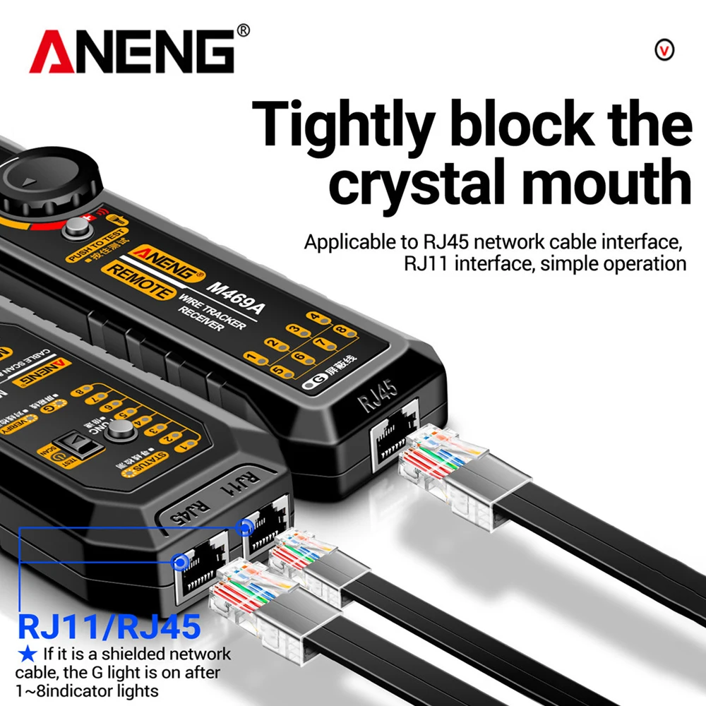 ANENG M469A Smart Network Cable Tester RJ45 RJ11 LAN Cable Tester Finder Wire Tracker Receiver Network Repair Electrical Tool