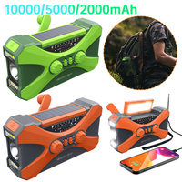 AM/FM Radio Dual Speaker 10000/5000/2000mAh Rechargeable Stereo Solar Hand Crank Power Generation Radio Outdoor Emergency Radio