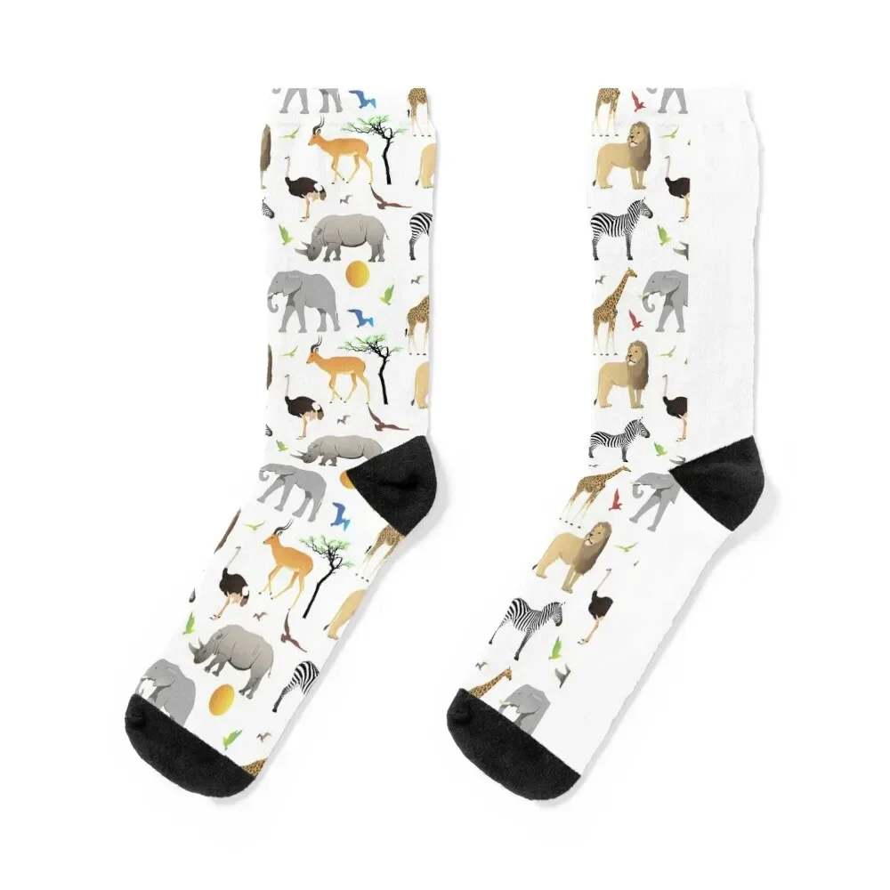

Safari Savanna Various Animals Socks anti slip football soccer anti-slip Men's floor Socks For Men Women's