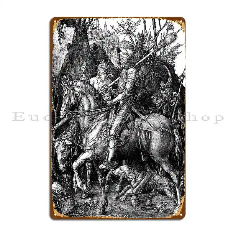 Knight Death And The Devil Albrecht Durer Metal Signs Wall Decor Club Pub Cinema Design Tin Sign Poster