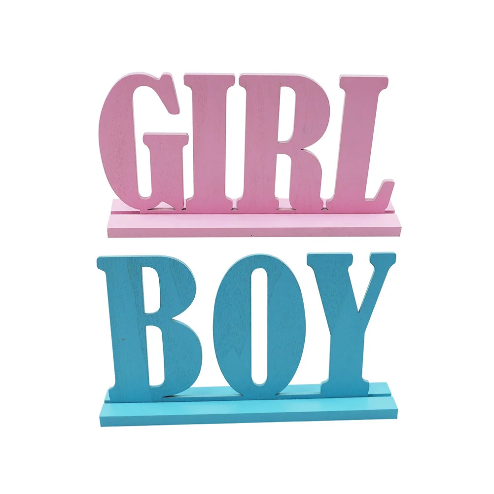 

2Pcs Baby Shower Wooden Ornaments Gender Reveal Decorations Boy Girl Table Centerpieces Party DIY Craft Decorations